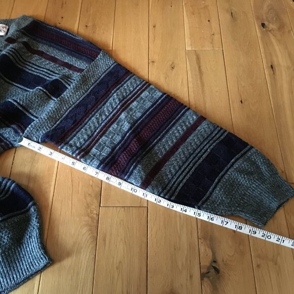 Vintage Striped and Basketweave Canadian University Eclectic Grandpa Sweater - Picture 15 of 16